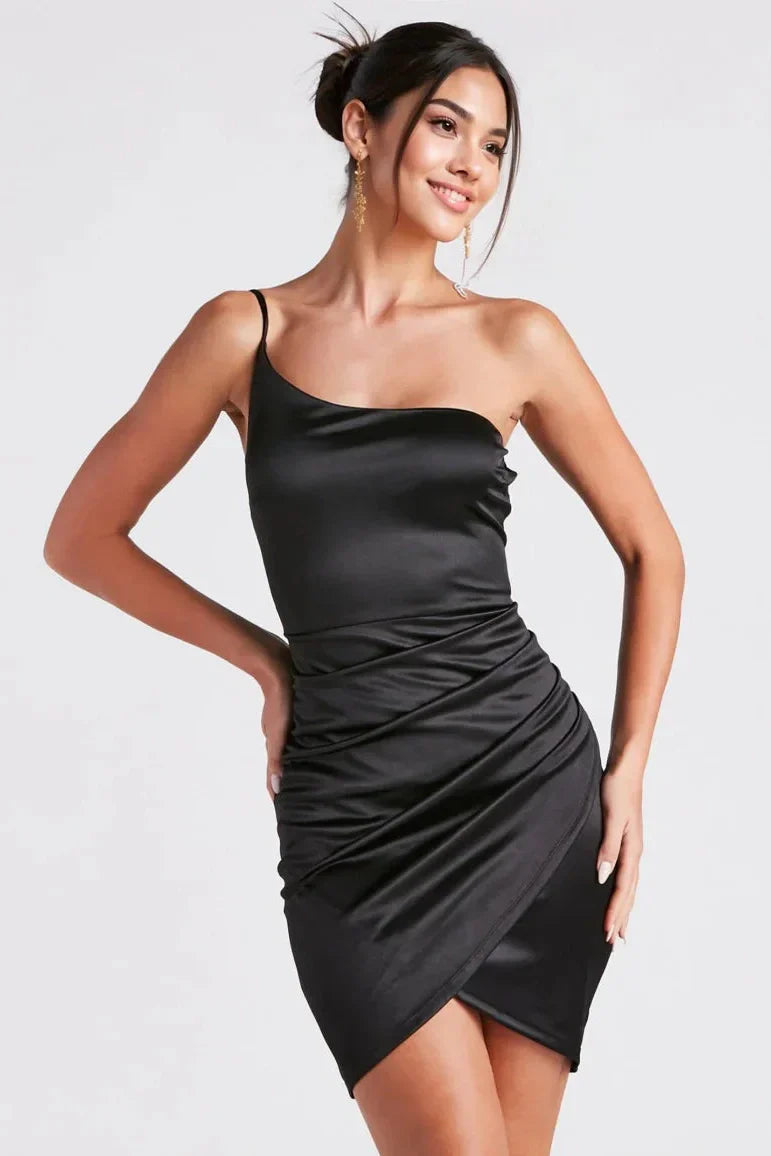 Lennox Formal One-Shoulder Satin Mini Dress