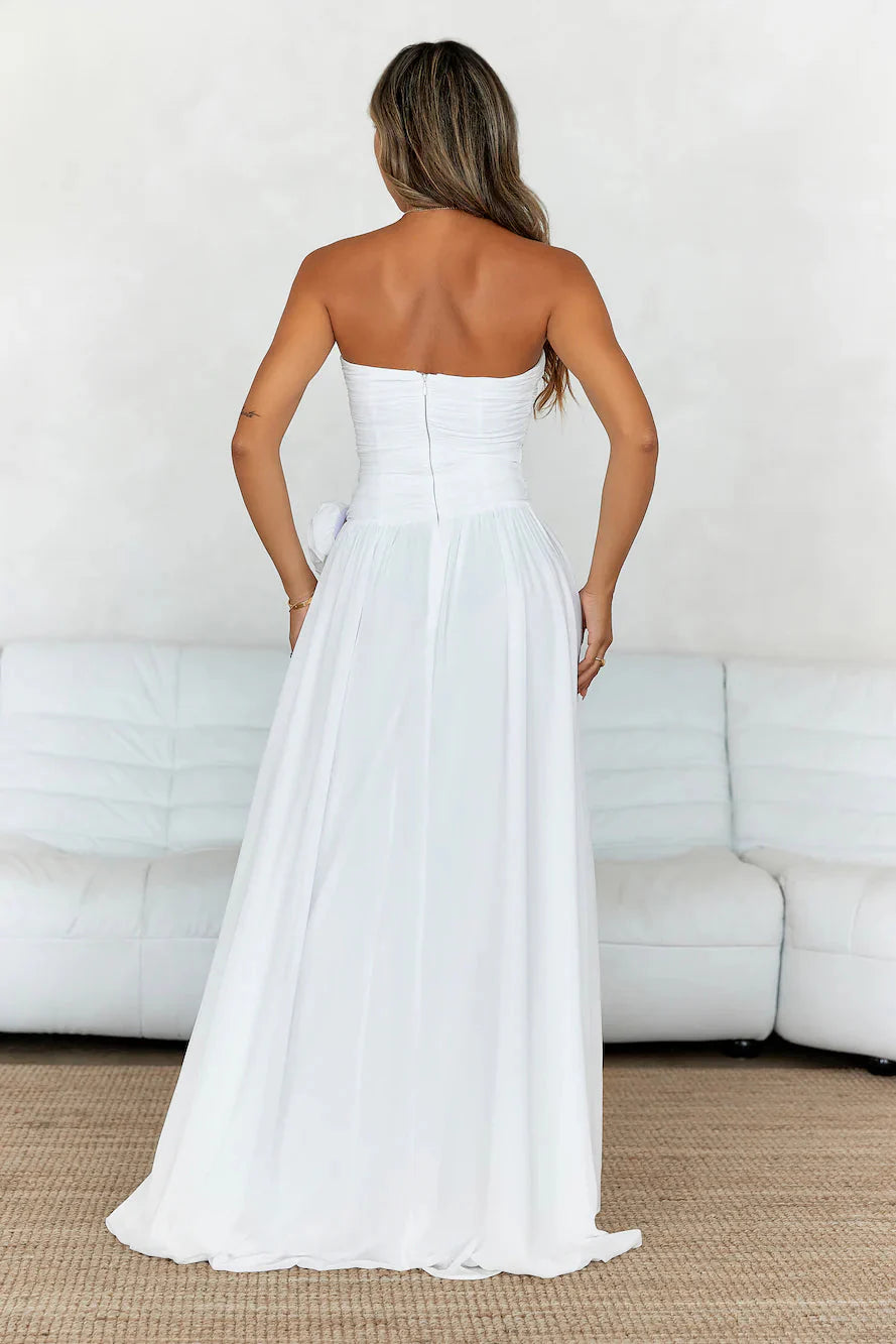 Secret Rose Strapless Maxi Dress White