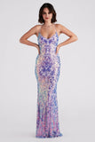 Taisia Formal Sequin Scroll Dress