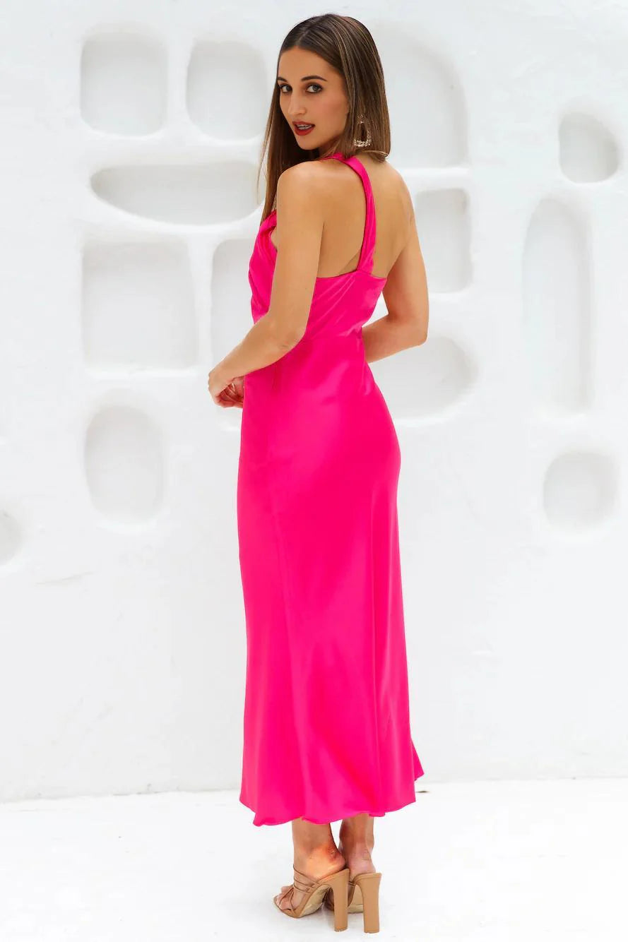 Adore Sunsets Midi Dress Fuchsia