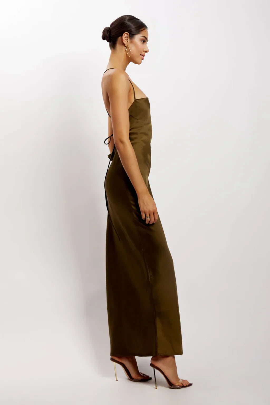 Sydney Straight Neck Slip Maxi Dress - Khaki