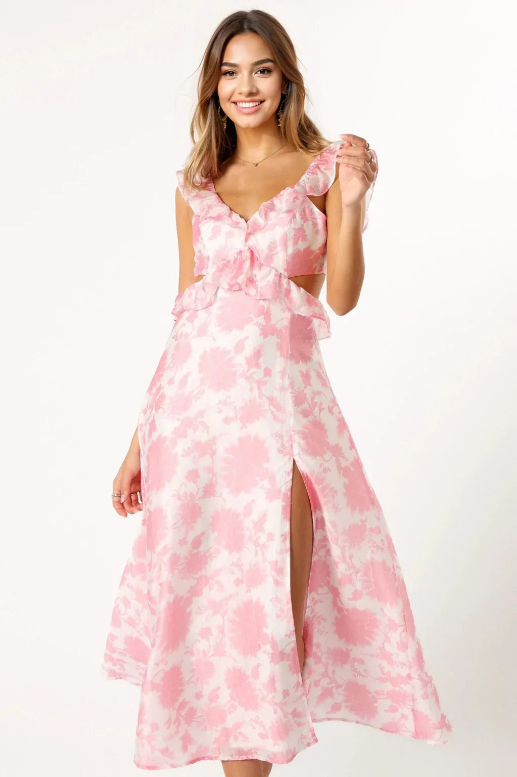 Rori Ruffle Maxi Dress - Pink Floral