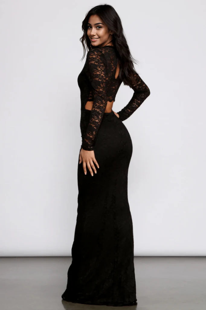 Brooke Lace V Neck Formal Dress