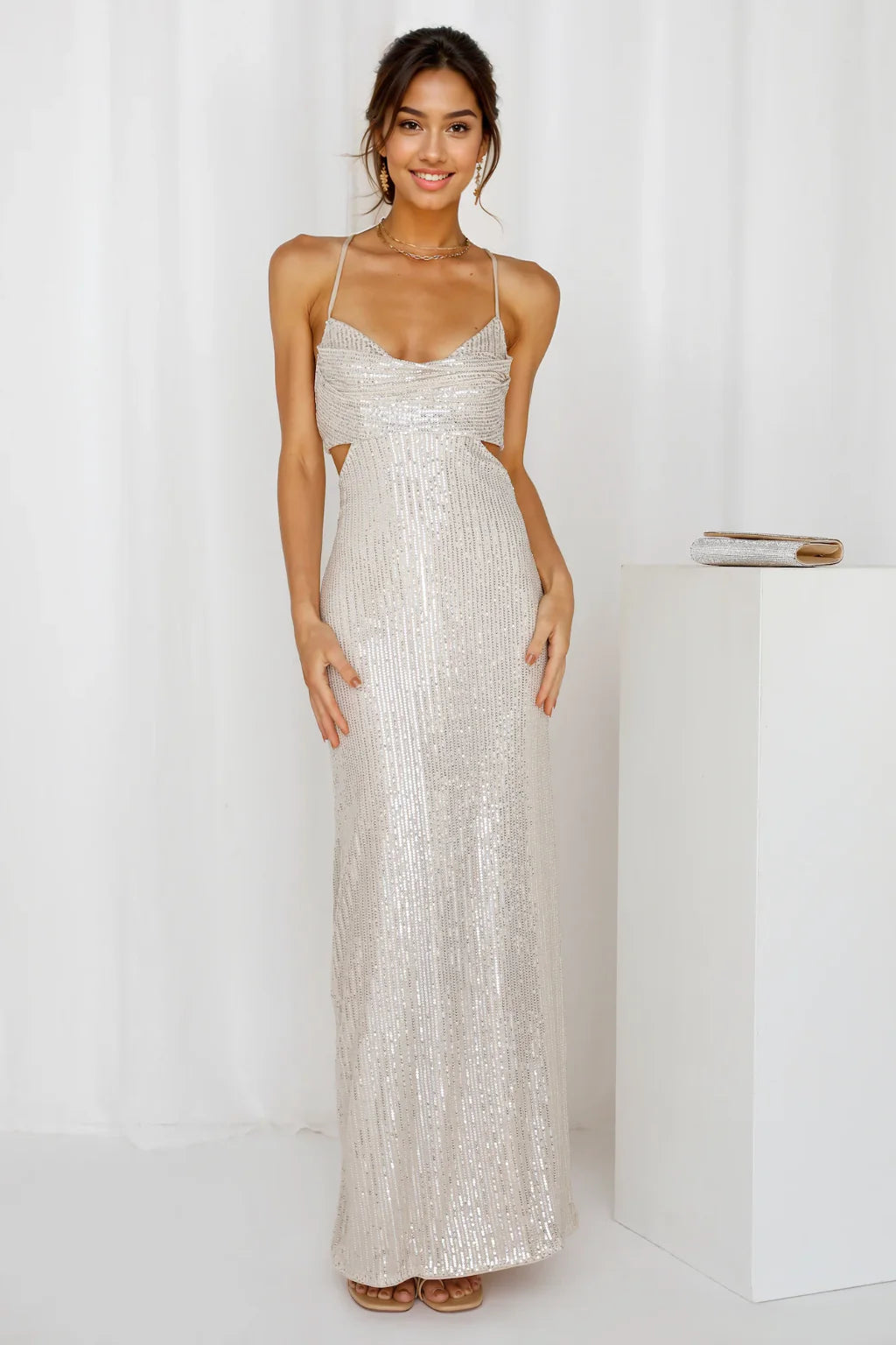 Sparkling Moment Maxi Dress Silver