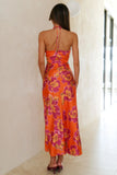 Orchid Midi Slip Dress Orange