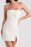 Perfect Bow Linen Strapless Mini Dress