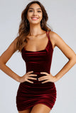 Raven Ruched Velvet Bodycon Mini Dress