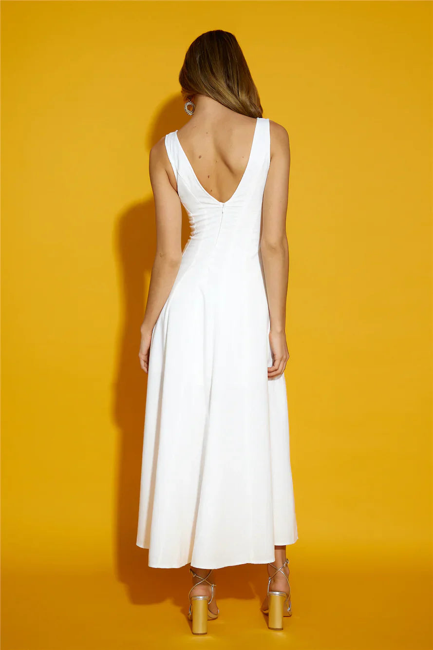 Dusk Soiree Midi Dress White