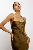 Sydney Straight Neck Slip Maxi Dress - Khaki