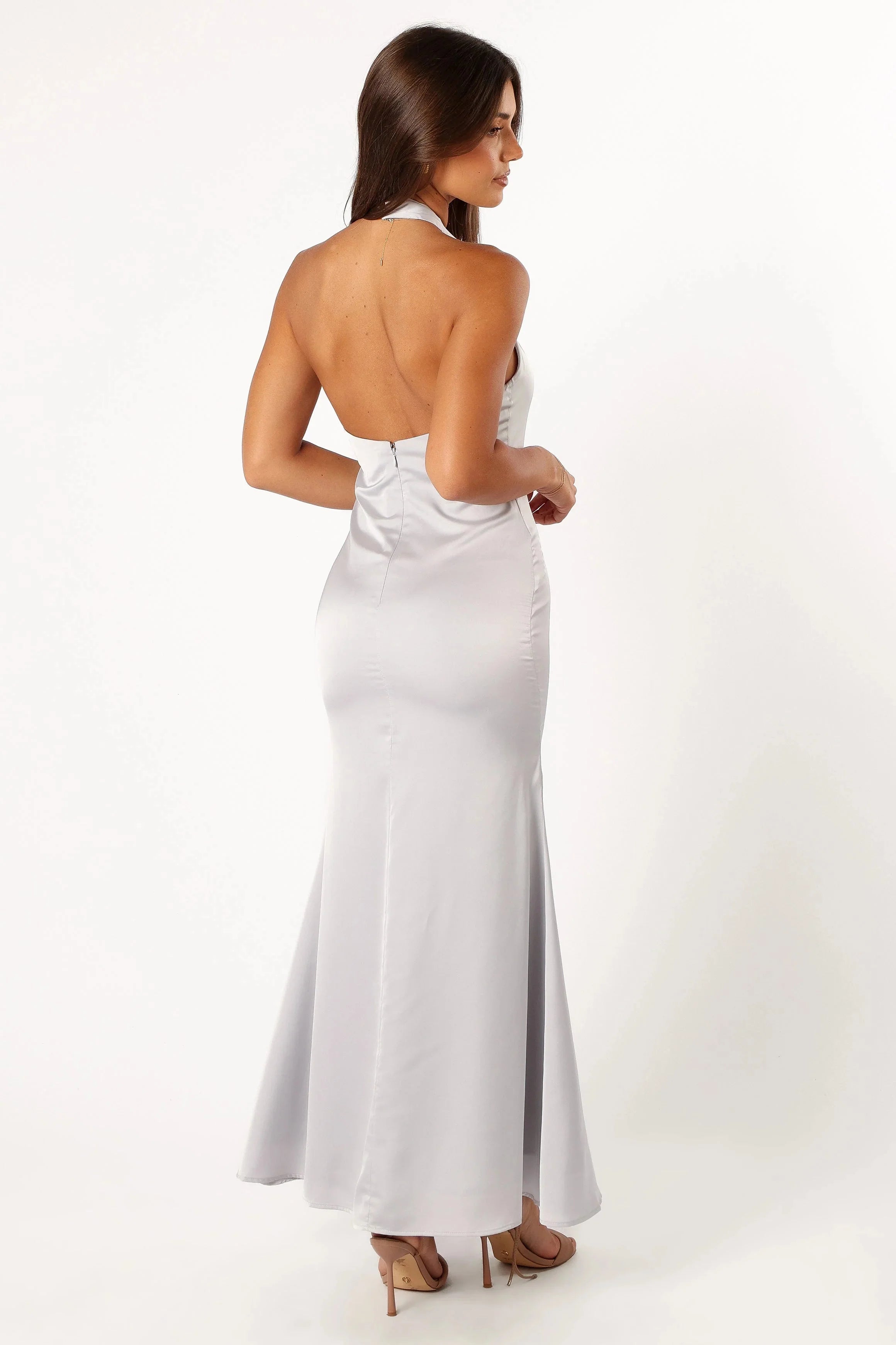 Mila Halterneck Maxi Dress - Steel