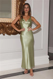 Desire Your Love Satin Maxi Dress Green