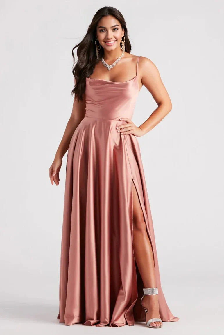 Formal Satin Lace-Up Dress