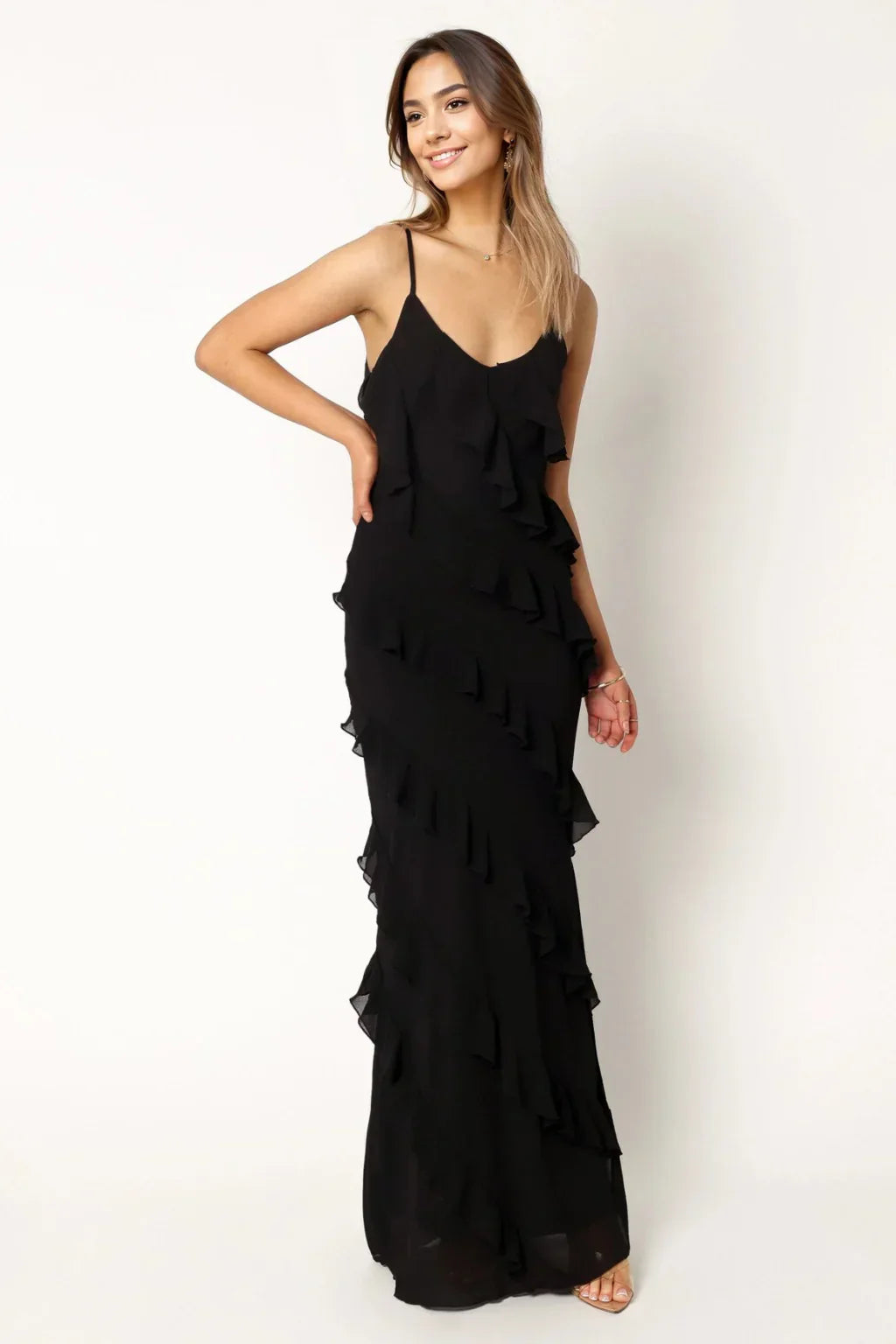 Ciao Ruffles Maxi Dress - Black