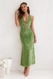 Magical Ivy Halter Maxi Dress Green