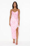 Loving Fun Vibes Frill Mesh Maxi Dress Pink