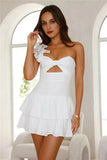 Bubbly Confidence One Shoulder Mini Dress White