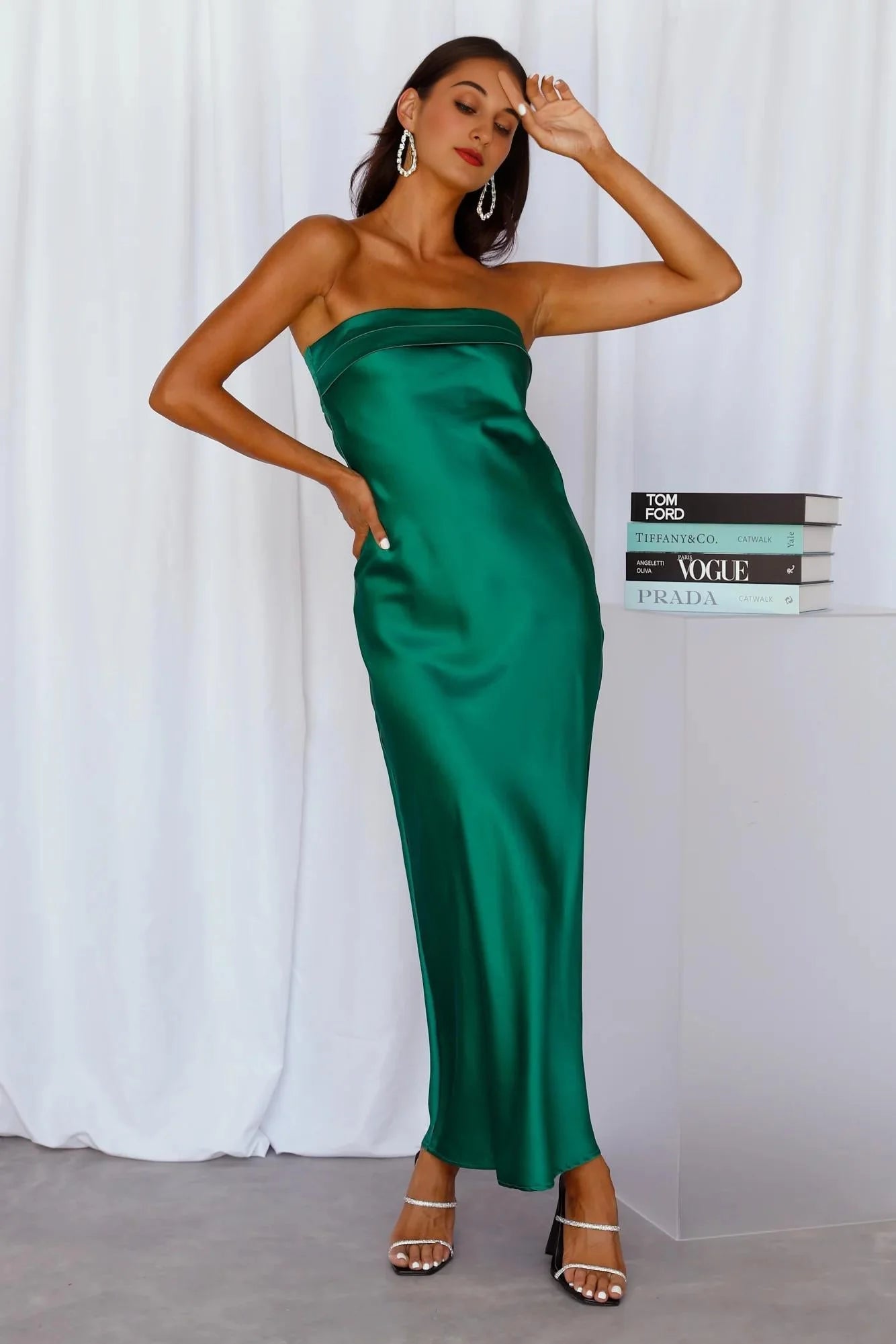 Coolness Calling Satin Maxi Dress Green