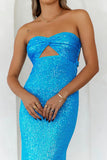 Knight Awaits Sequin Maxi Dress Blue