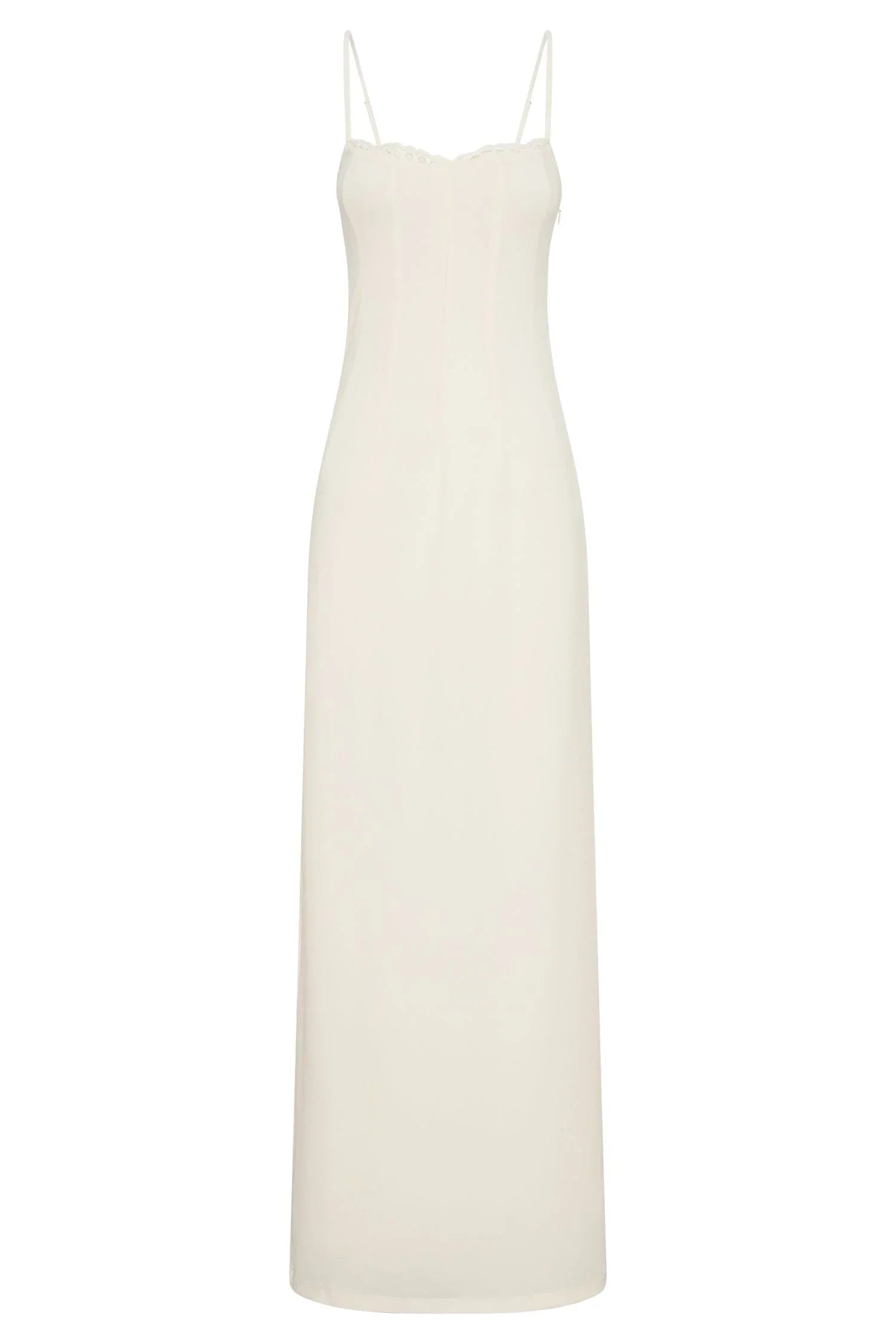 Lace Trim Maxi Dress - Bone