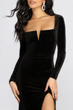 High Slit Velvet Dress