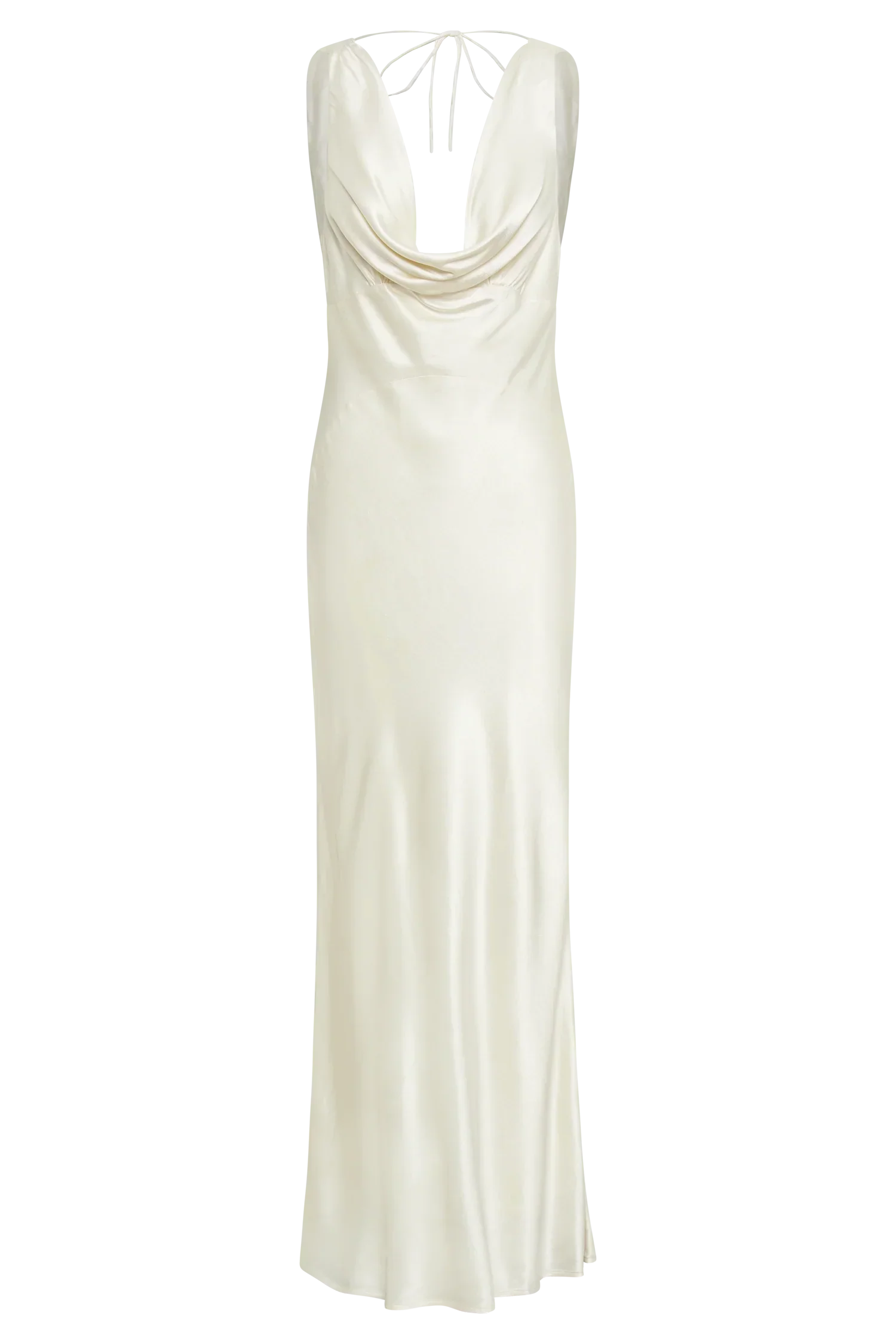 Angelique Satin Cowl Back Maxi Dress - Ivory