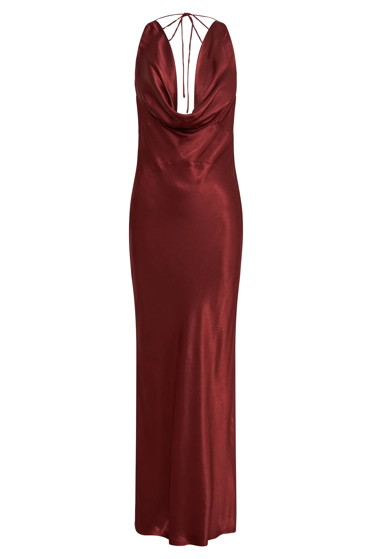 Angelique Satin Cowl Back Maxi Dress - Berry