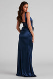 Lo Formal One-Shoulder Satin Corset Dress