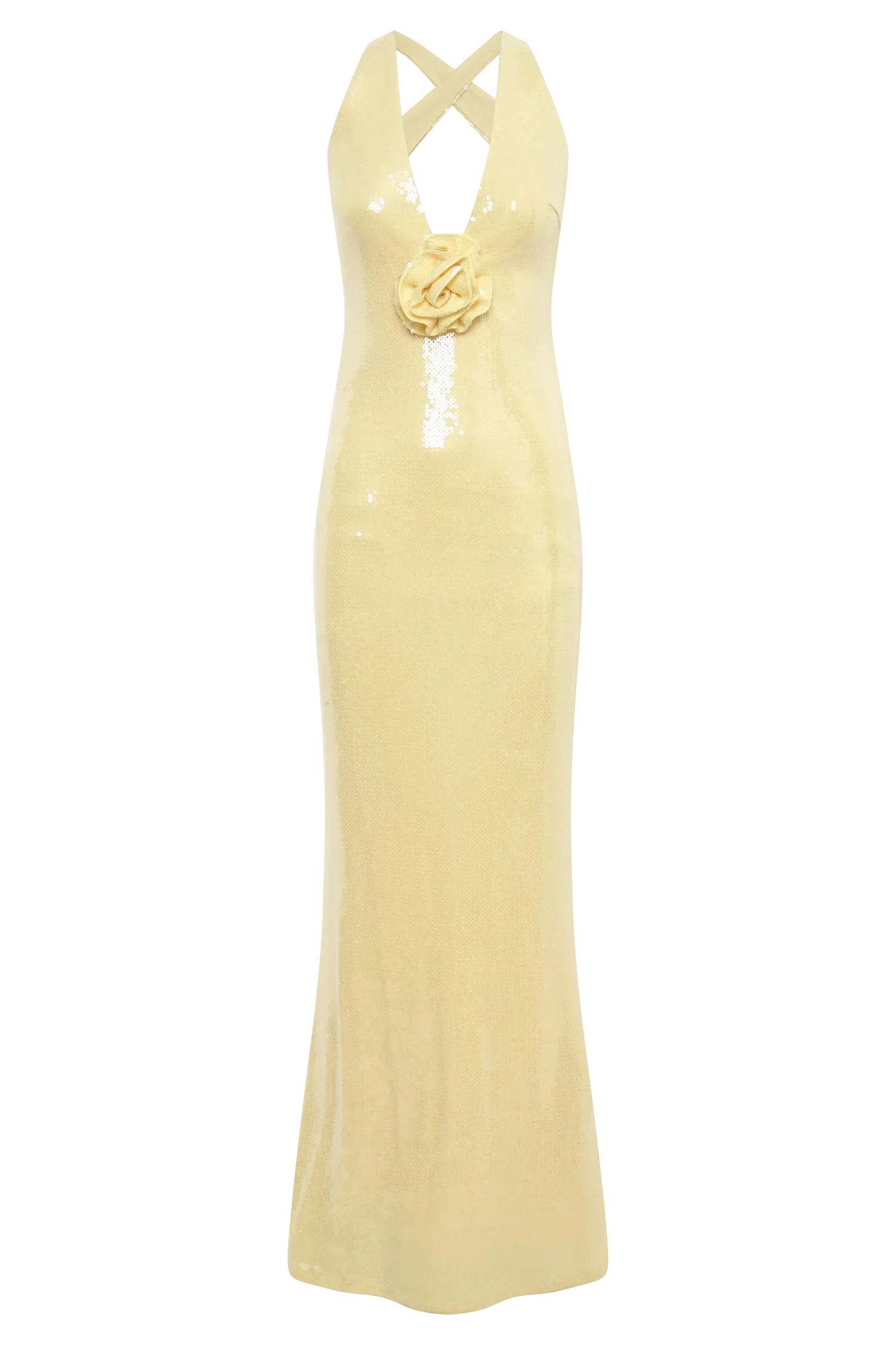 Eliza Rose Sequin Maxi Dress - Lemon