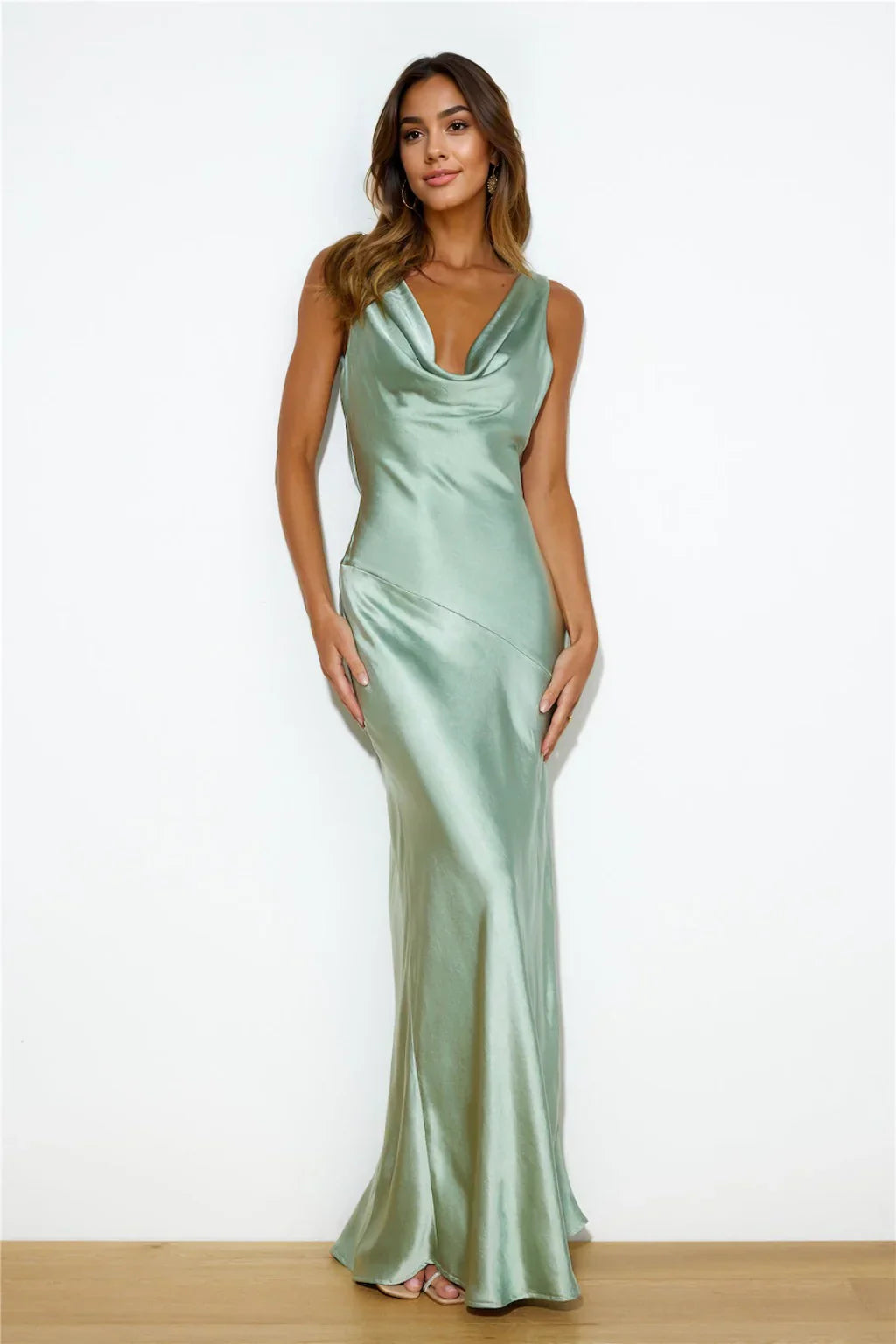 Special Guest Satin Maxi Dress Sage