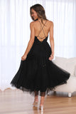 Signal My Way Tulle Midi Dress Black