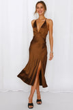 La Di Da Midi Dress Brown