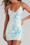 Formal Sequin Cross-Back Mini Dress