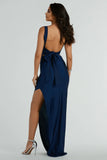 Backless High Slit Slim-Fit Formal Dress