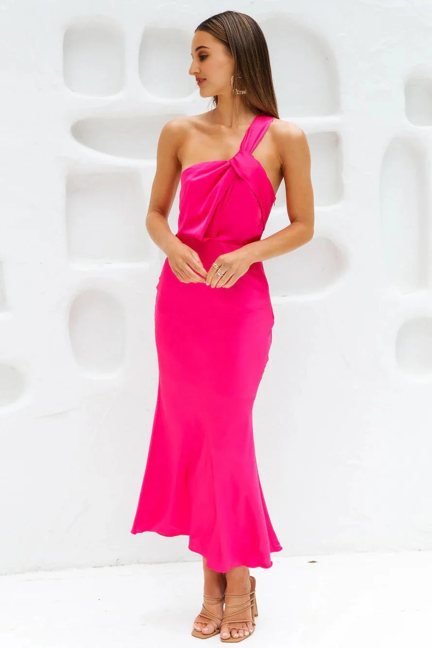 Adore Sunsets Midi Dress Fuchsia