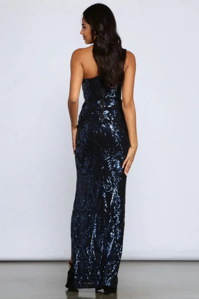 One-Shoulder Sequin Formal Dress