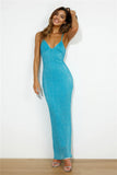 Dreamy Shine Sequin Maxi Dress Blue