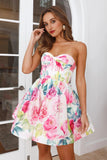 Her Beauty Blooms Strapless Mini Dress Pink