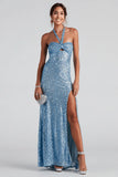 Kasey Formal Sequin Halter Dress