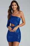 Sparkle Party Sequin One-Shoulder Mini Dress