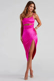 Formal Satin Midi Dress