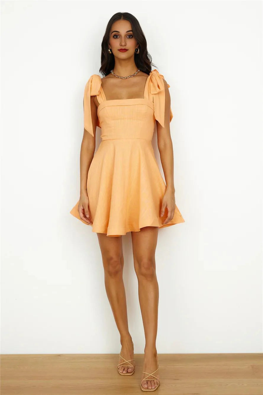 Beach Picnic Mini Dress Orange