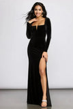 High Slit Velvet Dress