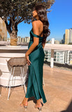 Ella Teal Off Shoulder Formal Maxi Dress