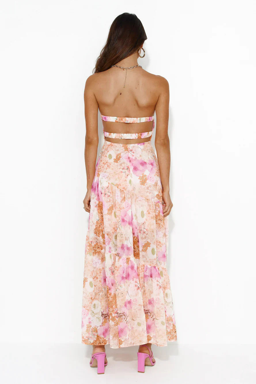 Seasonal Bloom Maxi Dress Orange