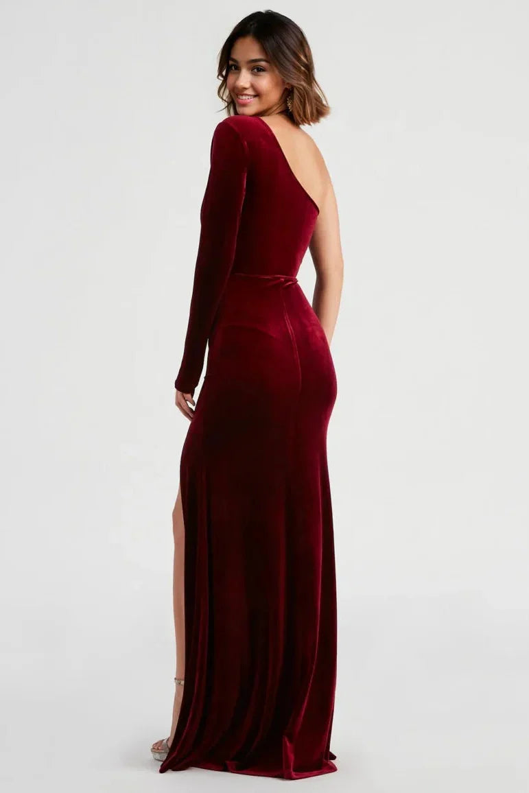 Cheyenne Formal One-Shoulder Velvet Dress