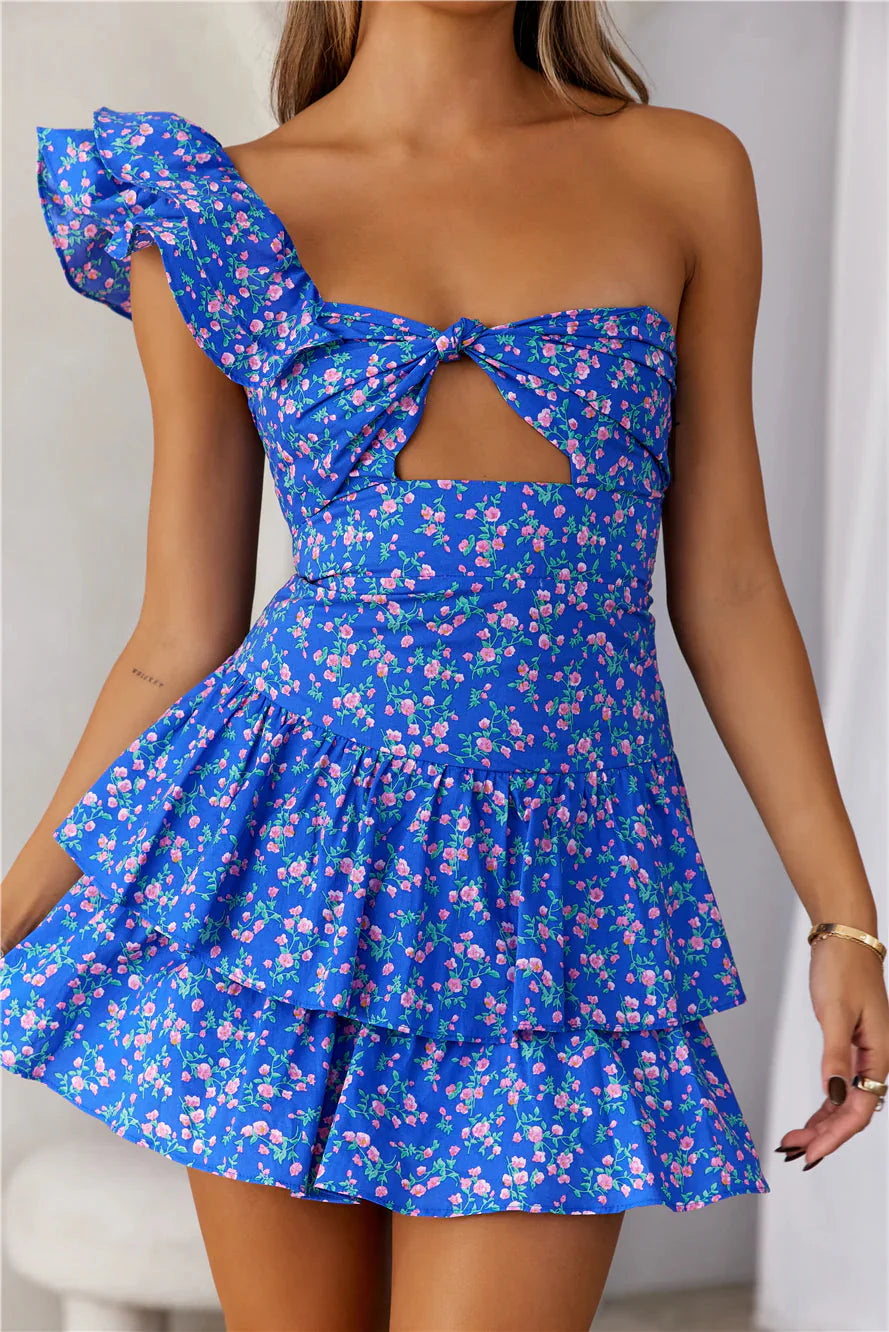 Ruffled Out Dress Blue Floral