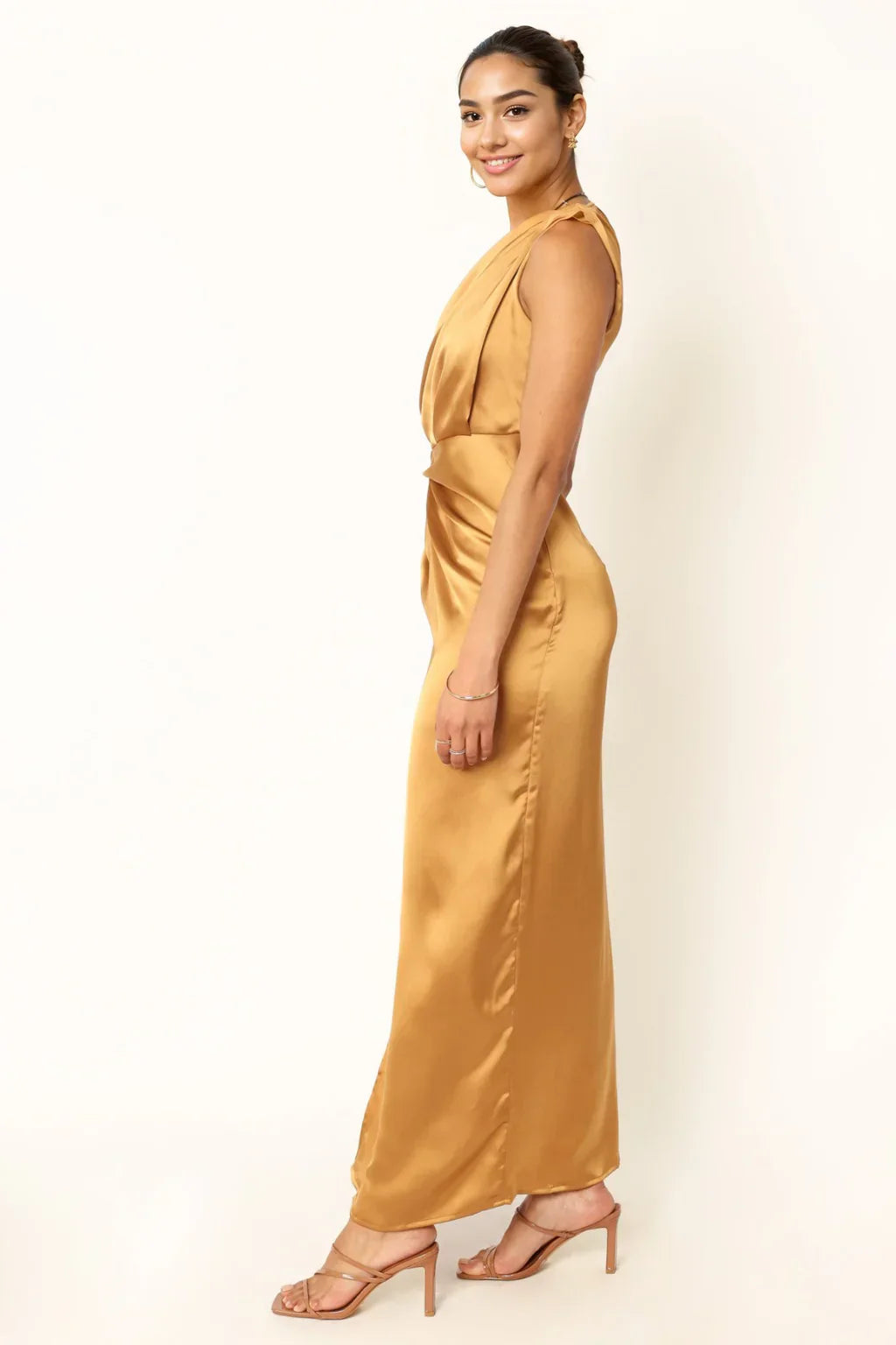 Nadia One Shoulder Maxi Dress - Bronze