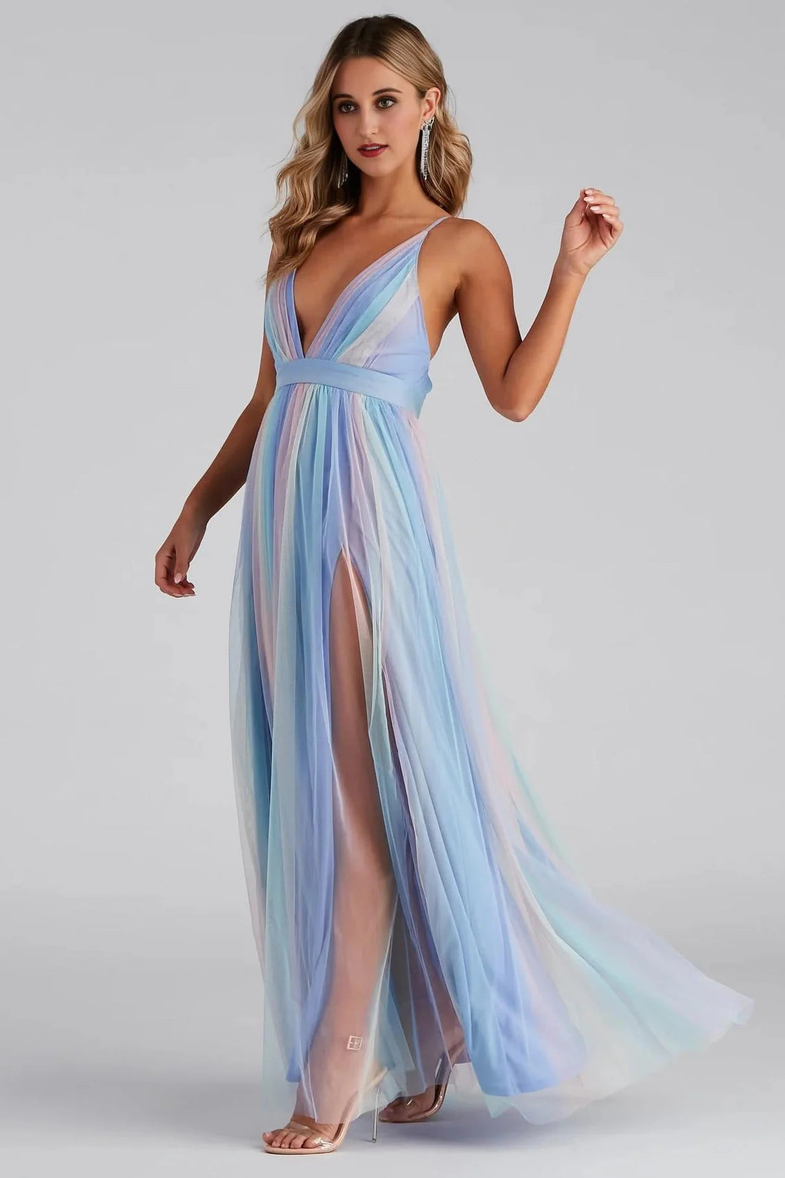 Nylah Pleated Rainbow A-Line Dress