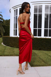 Coolness Calling Satin Maxi Dress Red