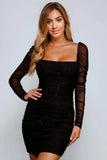 Formal Glitter Ruched Bodycon Black